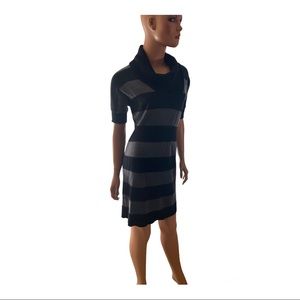 Ann Taylor Loft sweater Dress Womens Size Small Cowlneck Gray Stripe Wool